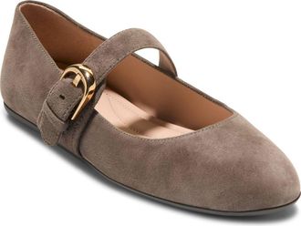 Cole Haan Grand Ambition Alissa Mary Jane Leather Flat in Deep Olive Suede at Nordstrom, Size 9.5