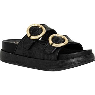 Shushop Lori Platform Slide Sandal in Black Woven at Nordstrom, Size 8.5