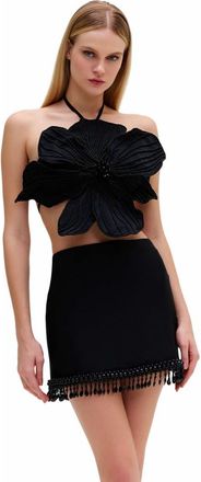 PatBo Hand-Beaded Flower Top in Black at Nordstrom, Size Small