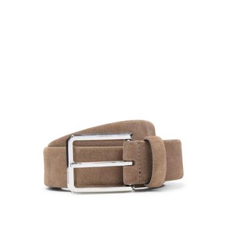 BOSS Suede belt with polished pin buckle