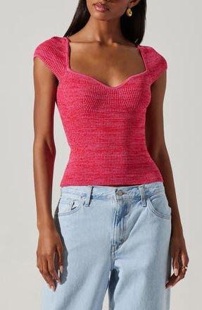 ASTR the Label Eloah Ribbed Top in Pink Space Dye at Nordstrom Rack, Size X-Small