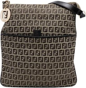 Fendi Pre-owned Canvas Crossbody Bag - Dames - Vintage Schoudertas - Bruin - ONE Size - Leer - Vintage