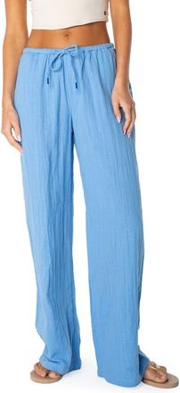 Roxy Iyla Cotton Crinkle Gauze Wide Leg Pants in Silver Lake at Nordstrom, Size Large