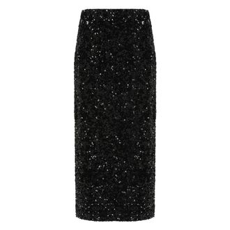 Vince Midi Skirts, female, Black, S, Sequined Velvet Column Skirt