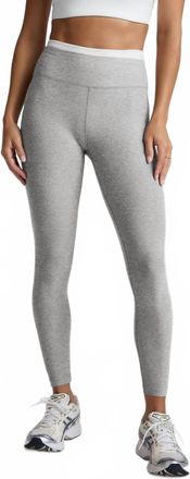 Beyond Yoga Spacedye Layered High Waisted Midi Leggings In Silver Mist