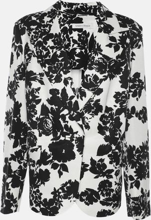 Marina Rinaldi Black/white Ottoman Print Single Breasted Blazer