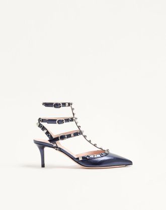 Valentino Garavani D&eacute;collet&eacute; Rockstud In Nappa Laminata Con Cabochon 65Mm Donna NAVY 35.5