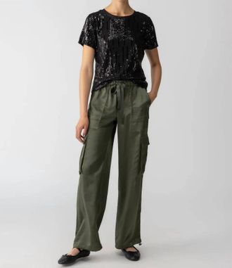 Sanctuary Womens Sequin Perfect Top In Black