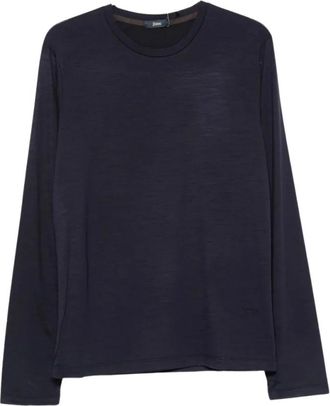 Herno T-shirt ML Logo Metaal - Heren - T-shirts - Blauw - 2XL - Tops