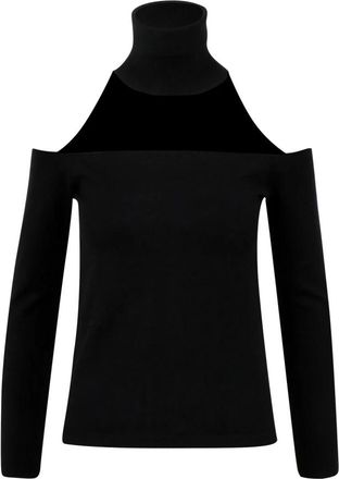 Semicouture Truien & Vesten, Dames, Zwart, S, Off-Shoulder Turtleneck
