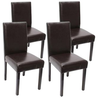Hhg non utilizzato] Set 4x sedie Littau pelle soggiorno cucina sala da pranzo 43x56x90cm marrone piedi scuri
