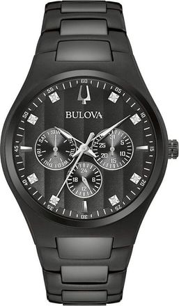 Bulova Chronograph Quartz Diamond Black Dial Mens Watch 98D173