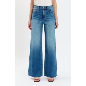 Daze Far Out High Waist Raw Hem Wide Leg Jeans in New Indigio at Nordstrom, Size 25