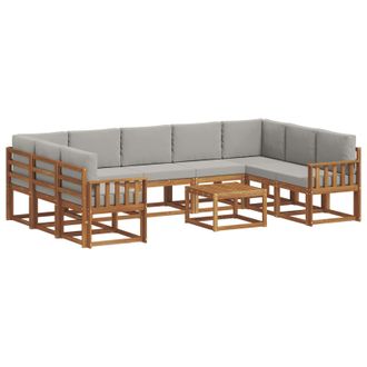 vidaXL Conjunto De Sof&aacute;s De Exterior 10 Pcs Gris Natural Y Claro Vidaxl
