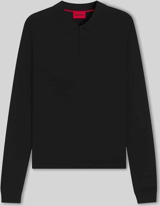 HUGO BOSS Slim Fit Strick-Poloshirt aus Viskose-Mix Modell SAN PIPPO-CV in Black, Gr&ouml;&szlig;e XXL