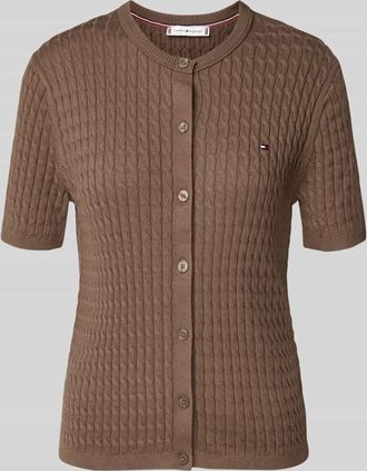 Tommy Hilfiger Regular Fit Strickjacke aus reiner Baumwolle in Hellbraun, Größe L