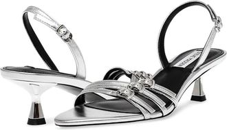 Steve Madden Rapture Sandals Womens Silver Kitten Heel Slingback HTAT864