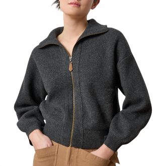 Lilla P Zip Front Bomber In Graphite