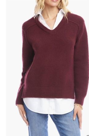 Karen Kane Layered Sweater In Wine
