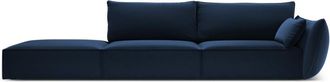 BLOOMINGLOFT 4-Sitzer Designsofa Vanda mit Ottomane links - Samtbezug