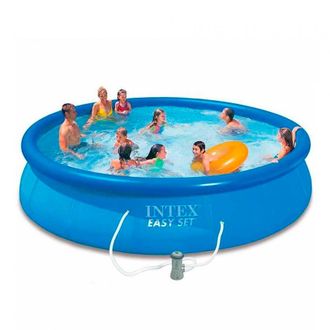 Intex 28132np - Piscina Fuori Terra Easy Set Rotonda, Pompa Filtro 2006 L/h, 5621 L, Pvc, Azzurro, 366x76 Cm