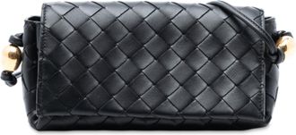Bottega Veneta Womens Pre-owned Nappa Intrecciato Pouch On Strap Crossbody - Black Leather - One Size