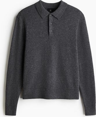 H&M Poloshirt aus Wolle in Regular Fit - Grau