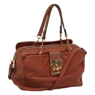 Chlo&eacute; Elsie Satchel Leather Brown Leather Handbag (Pre-Owned)