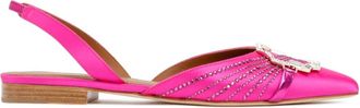 Malone Souliers Fuchsia Strass Ballerina Flats - Dames - Ballerinas - Roze - 36 EU - Satijn - Schoenen