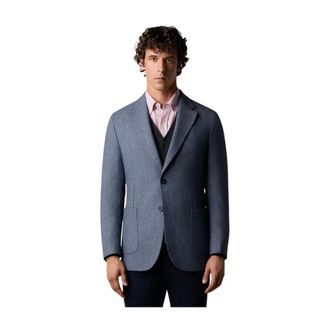 Brooks Brothers Herringbone Wool Blend Blazer - male - Brooks Brothers - Blazers - Blue - S - Jackets