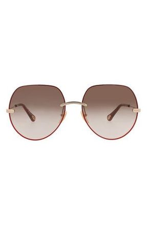 Chlo&eacute; 58mm Round Sunglasses in Gold Gold Brown at Nordstrom Rack