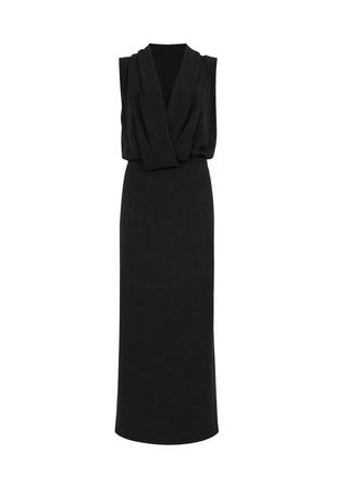 Patrizia Pepe Long Draped Crepe Dress