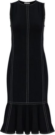 Ami Stitching Detail Ruffled Dress - Dames - Casual kleedjes - Zwart - XS - Kleedjes