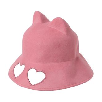 Vivetta Vivetta, Accessoires, Dames, Roze, S, Wol, Hoed met kattenoren en hartuitsparingen