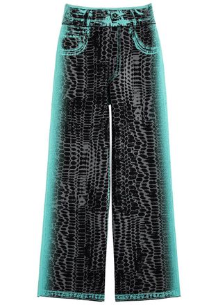 Ph5 Zahra Printed Wide-leg Knitted Trousers - Black - S (UK8-10 / S)