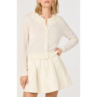 ASTR the Label Meadow Lace Collar Cardigan in Off White at Nordstrom, Size X-Small