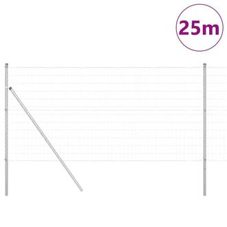 Berkfield Home Modern Euro Fence with 13 Posts 1x25 m Galvanised Steel in Silver