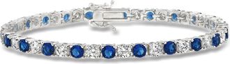 Ross-Simons Simulated Sapphire and CZ Tennis Bracelet in Sterling Silver