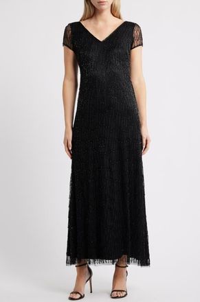 Pisarro Nights Beaded Gown in Black at Nordstrom, Size 14