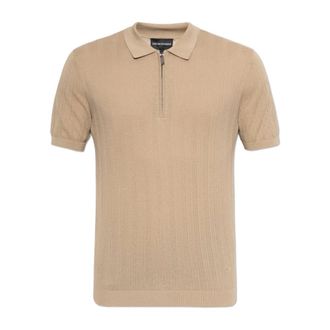 Emporio Armani Polo Shirts, male, Beige, Size: 2XL Cotton Polo Shirt