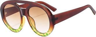 Generic Vacation Womens Large Frame Sunglasses Outdoor Commuter Driving Sun Glasses(Brown)