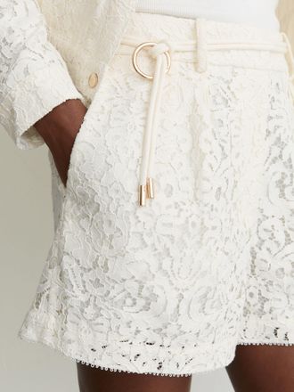 Reiss White Rope-belt Lace Shorts, 14
