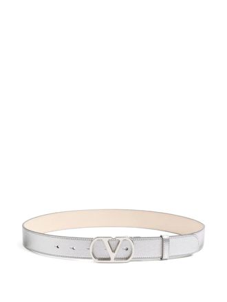 Valentino Garavani Cintura VLogo Signature in pelle - Argento
