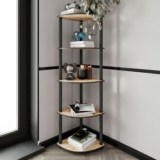 Dmora Librer&iacute;a Sessanio, Biblioteca 4 Estantes, Instalaci&oacute;n Libre, Tono Roble, 34x34x139h Cm Marr&oacute;n Roble
