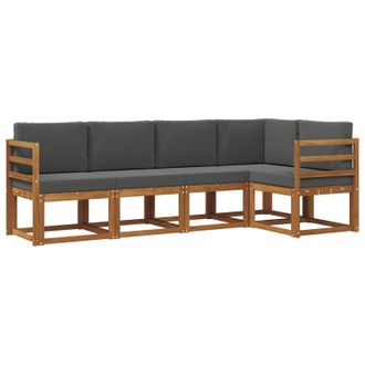 vidaXL Conjunto De Sof&aacute;s De Exterior 5 Pcs Natural Y Antracita Vidaxl