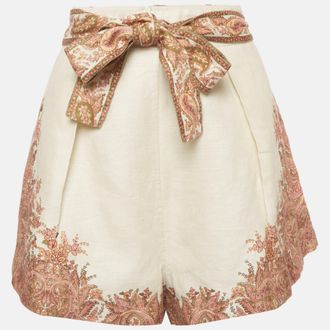 Zimmermann White Paisley Print Linen Brighton Tuck Shorts