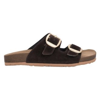 Estro & Luminara Velour Slide Sandals - female - Estro - Sliders - Brown - 4 UK - Shoes