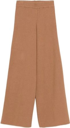 Twinset Wide broek - Dames - Wijde Broeken - Bruin - M - Polyester - Broeken
