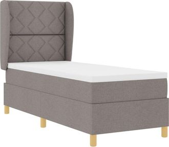 vidaXL Box Spring Bed with Mattress Dark Grey 90x190 cm Fabric Taupe Vidaxl