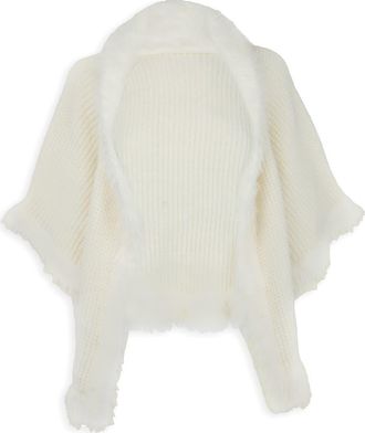 Saachi Faux Fur Trim Kimono in White at Nordstrom Rack